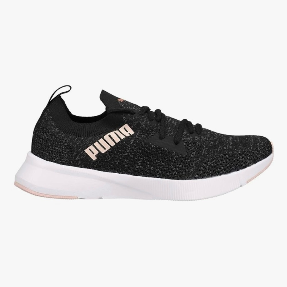 Puma Black Knit Sneakers with White Sole